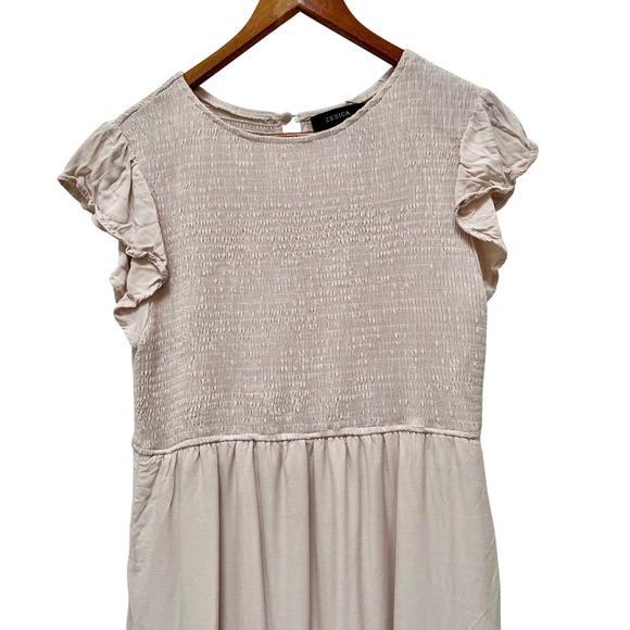 Zesica XL Dress Womens Ivory Tiered Smocked Ruffle Sleeve Casual Midi - Picture 3 of 7